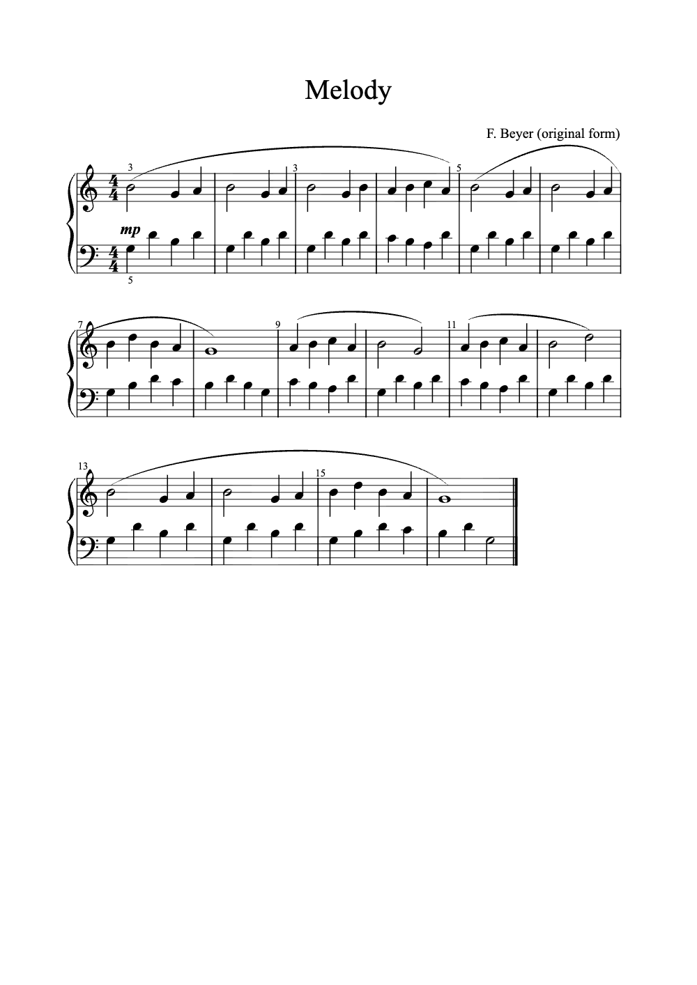 Sheet music preview for Melody