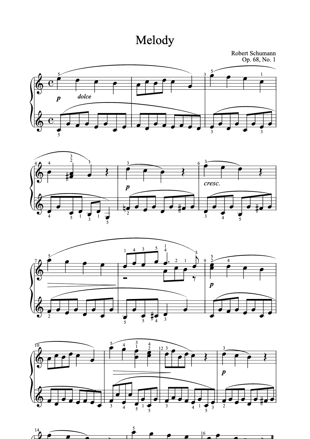 Sheet music preview for Melody