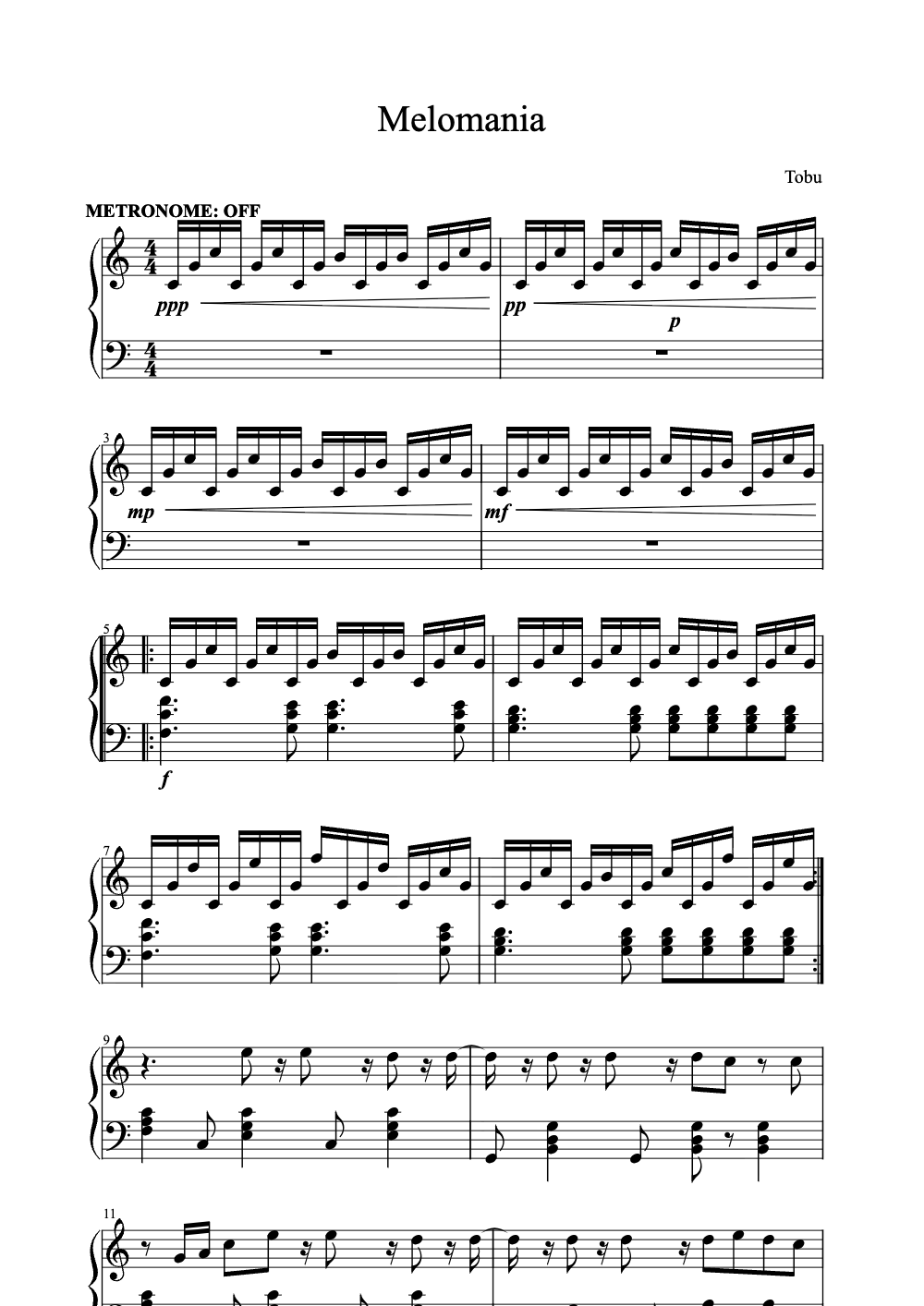 Sheet music preview for Melomania