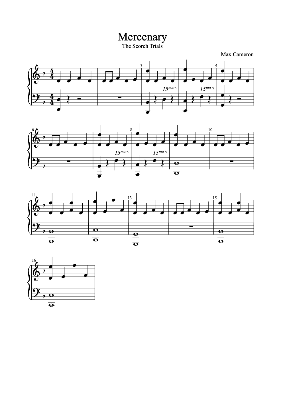 Sheet music preview for Mercenary