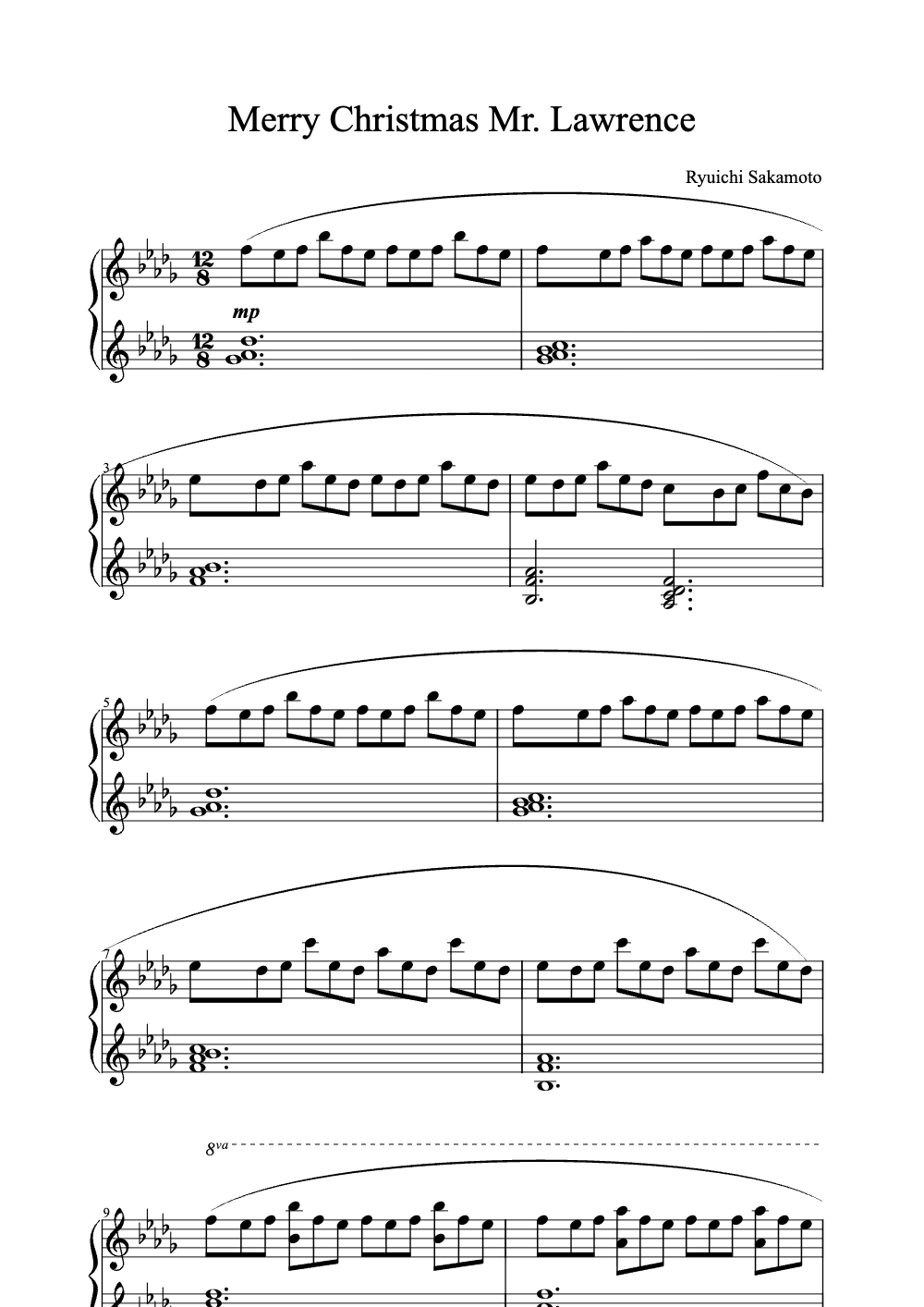 Sheet music preview for Merry Christmas Mr. Lawrence