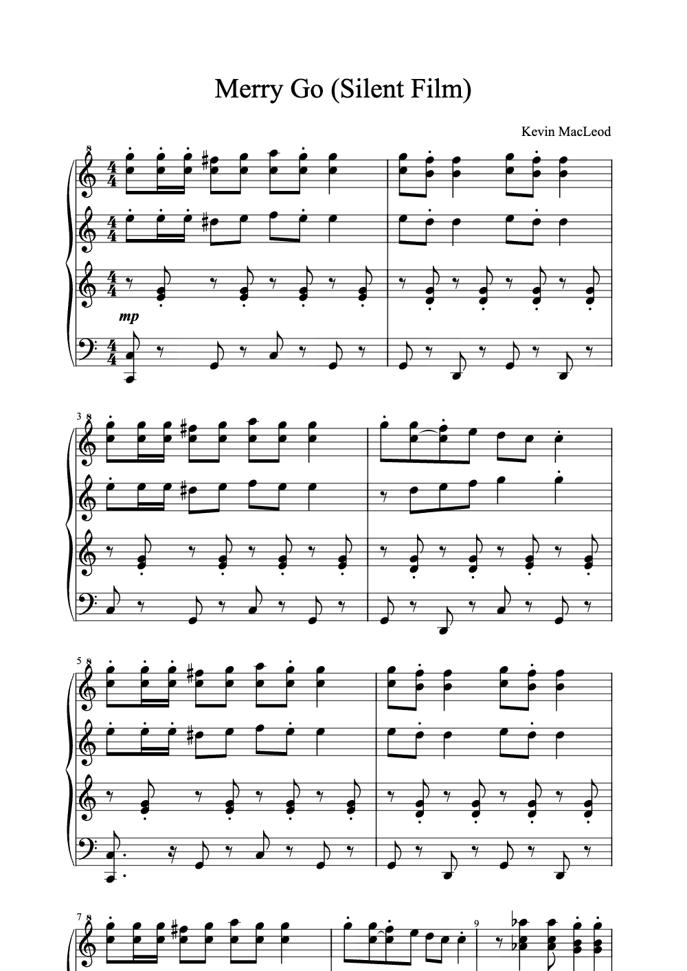 Sheet music preview for Merry Go