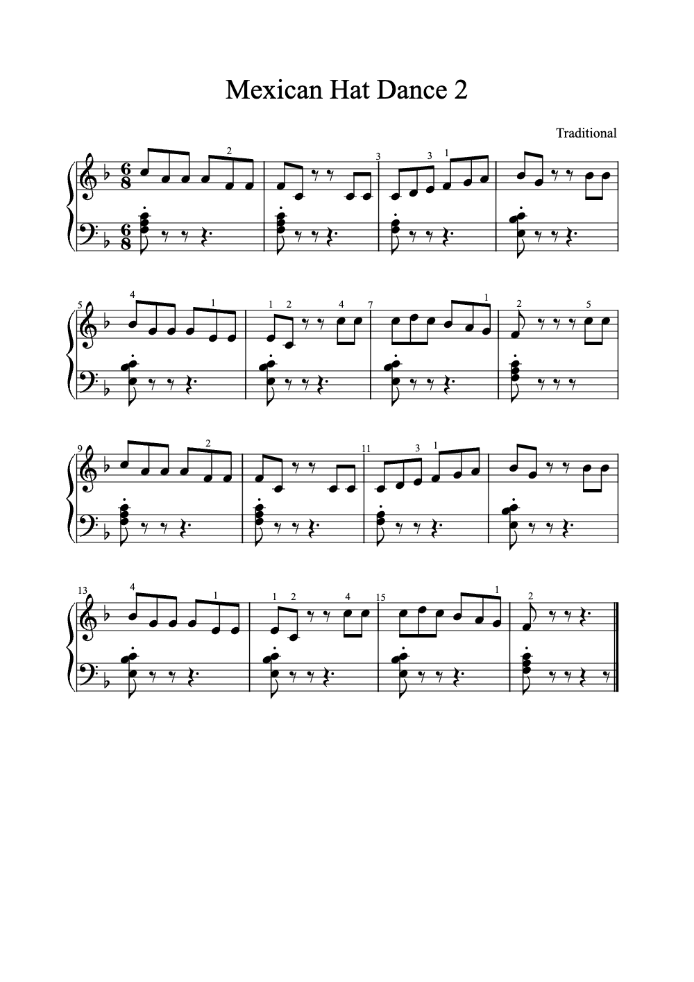 Sheet music preview for Mexican Hat Dance