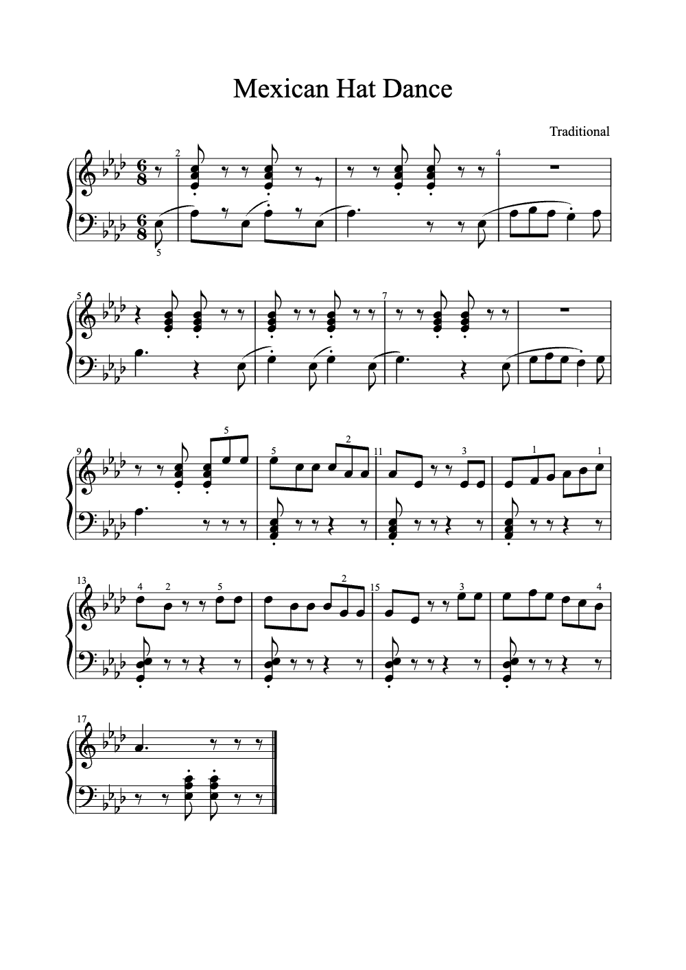 Sheet music preview for Mexican Hat Dance