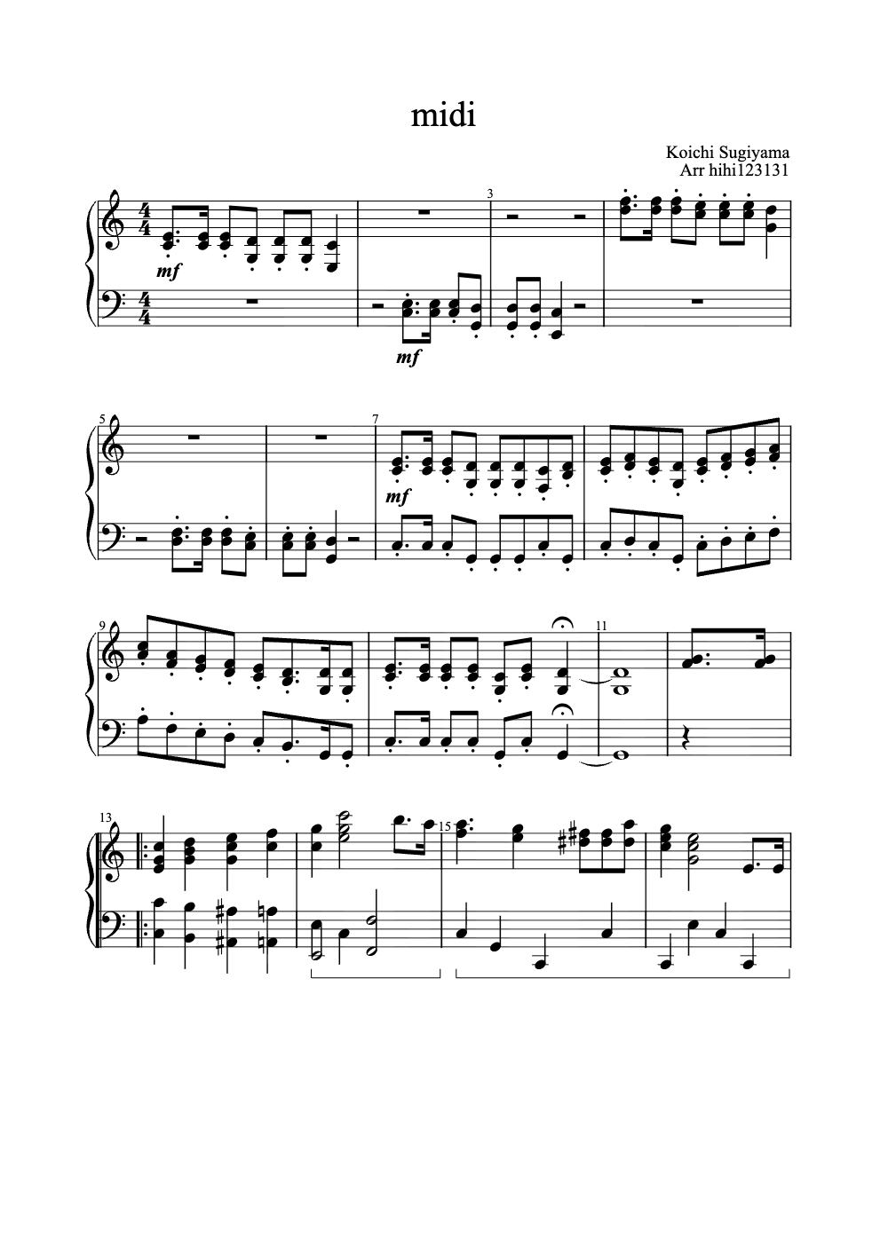 Sheet music preview for MIDI