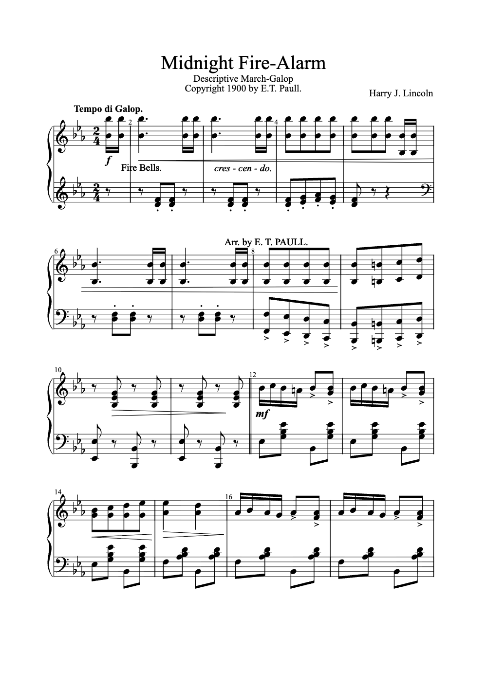 Sheet music preview for Midnight Fire-Alarm