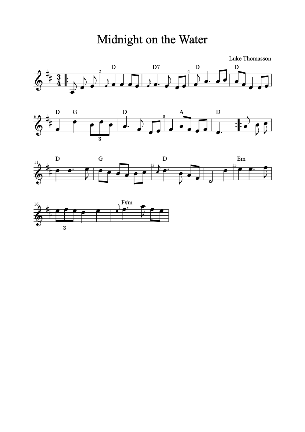Sheet music preview for Midnight on the Water