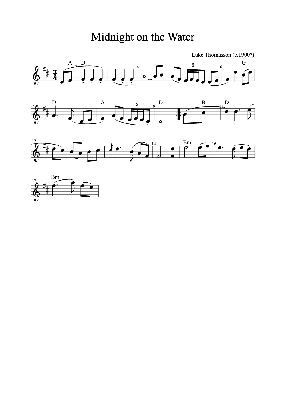 Sheet music preview for Midnight on the Water