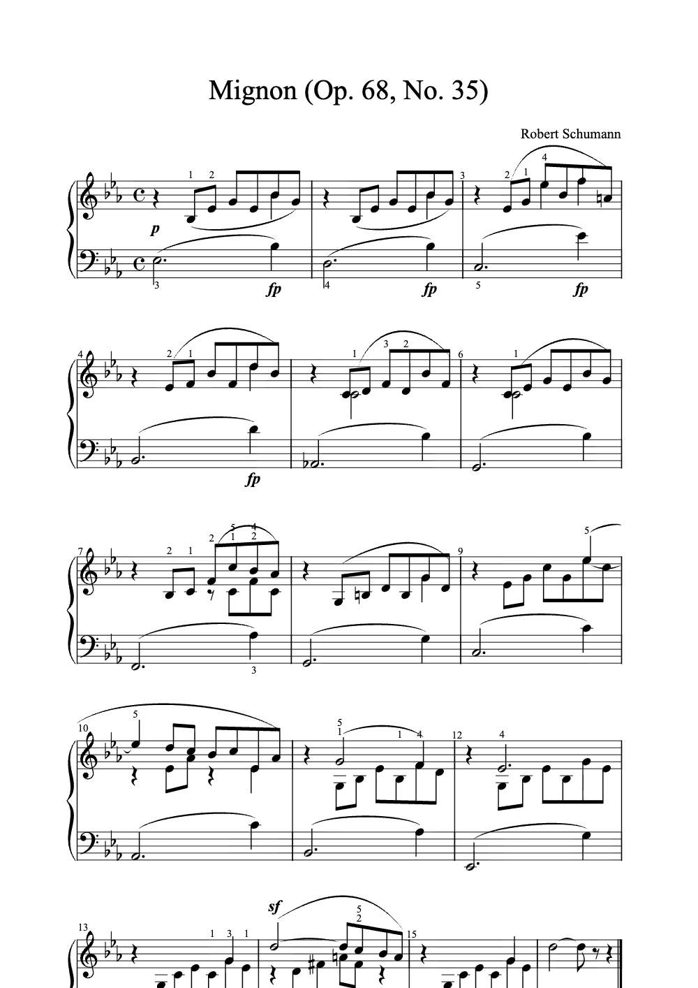 Sheet music preview for Mignon