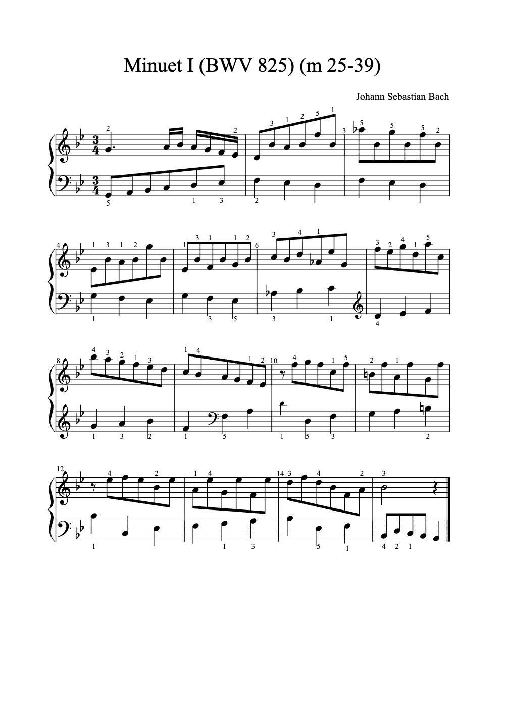 Sheet music preview for Minuet I (BWV 825)
