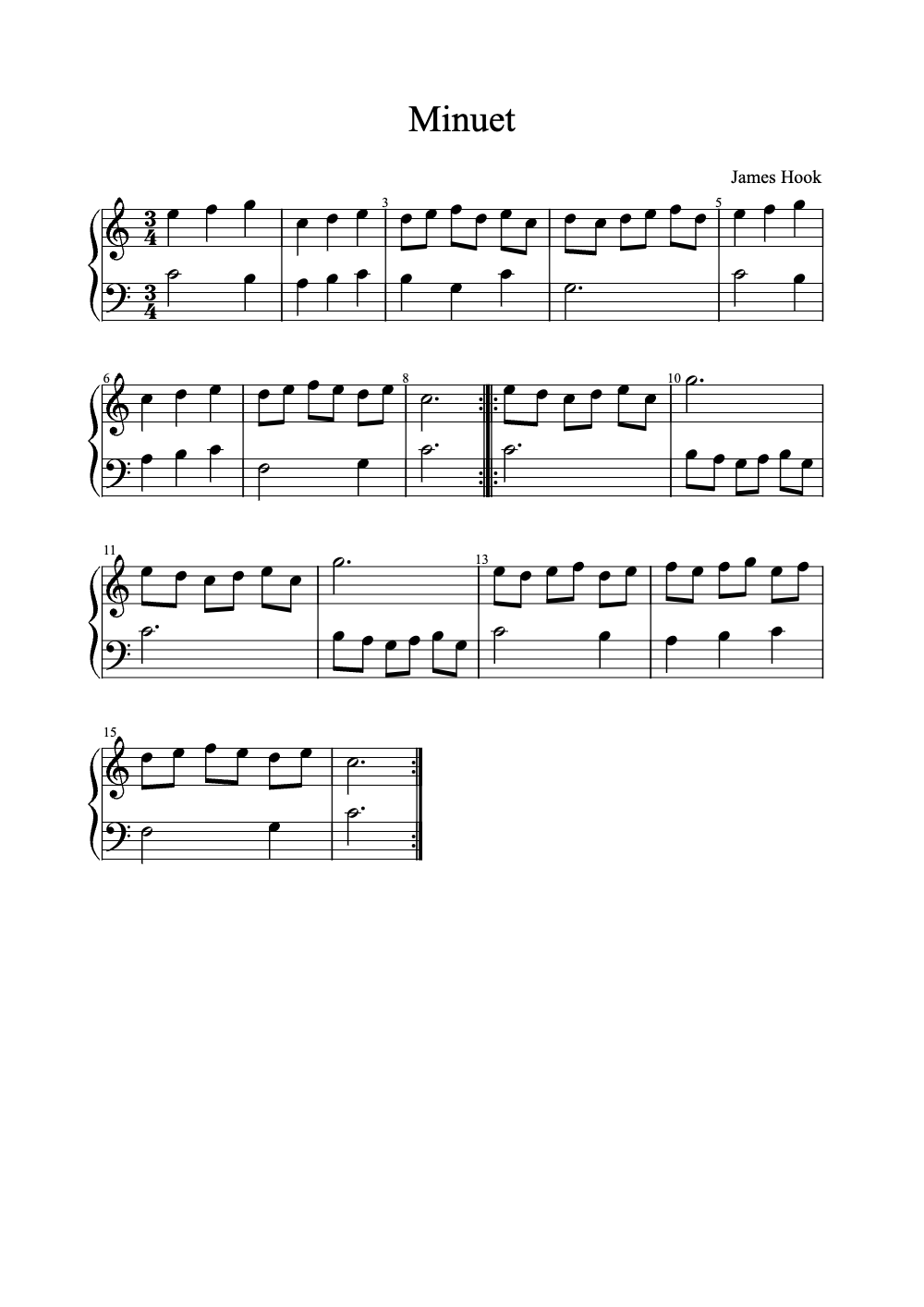 Sheet music preview for Minuet