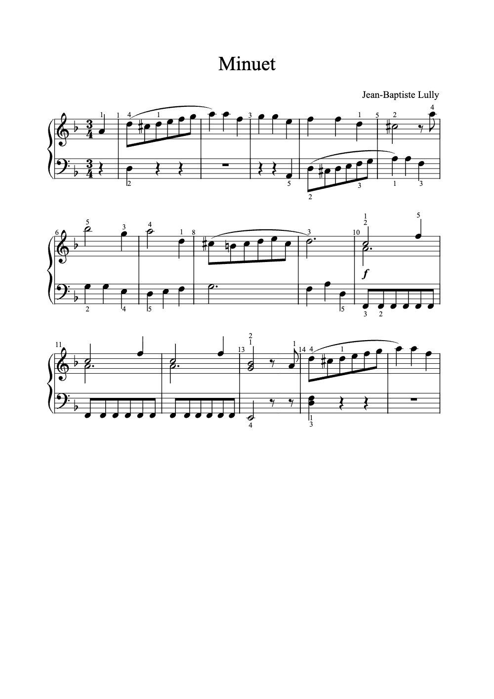 Sheet music preview for Minuet