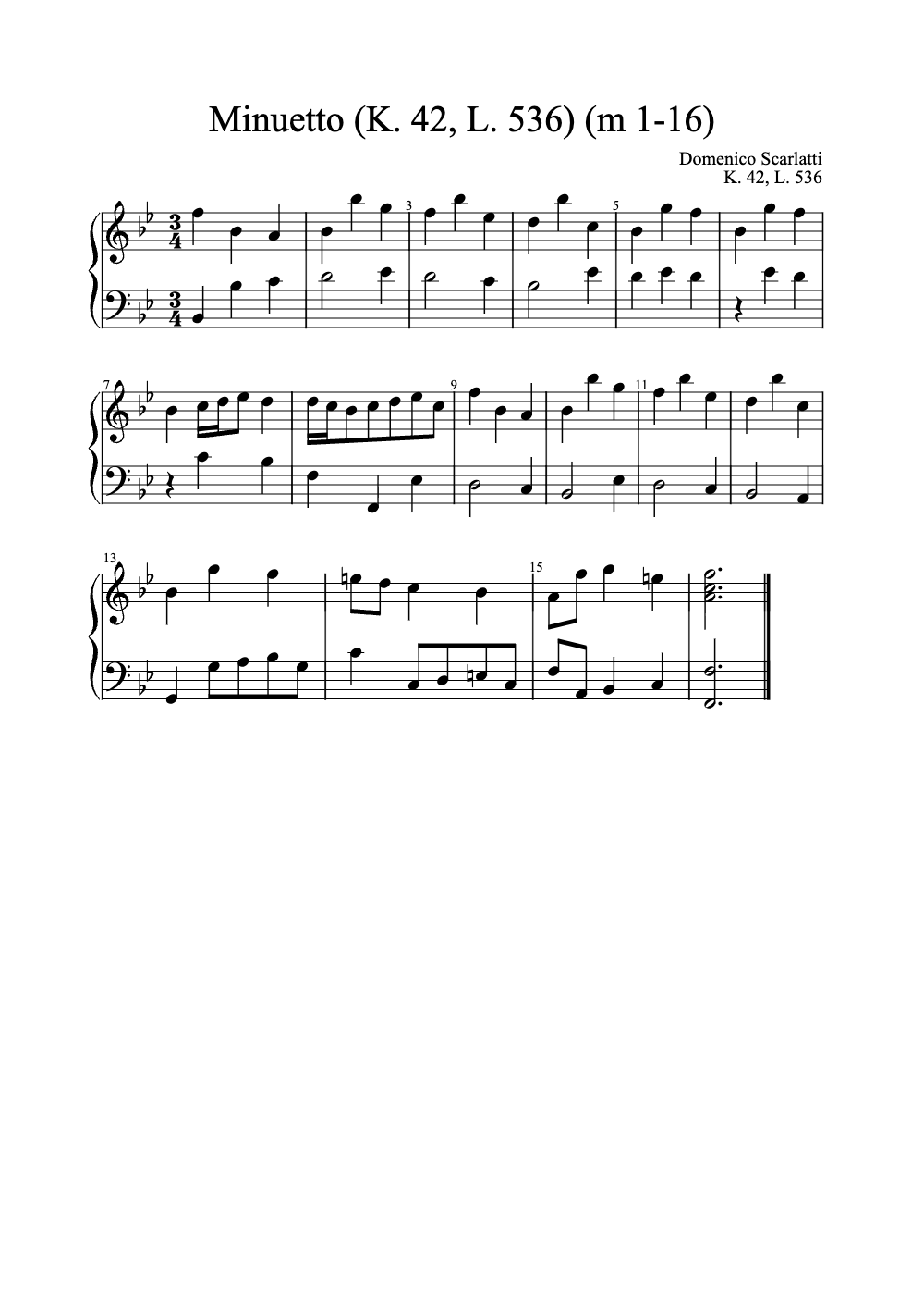 Sheet music preview for Minuetto