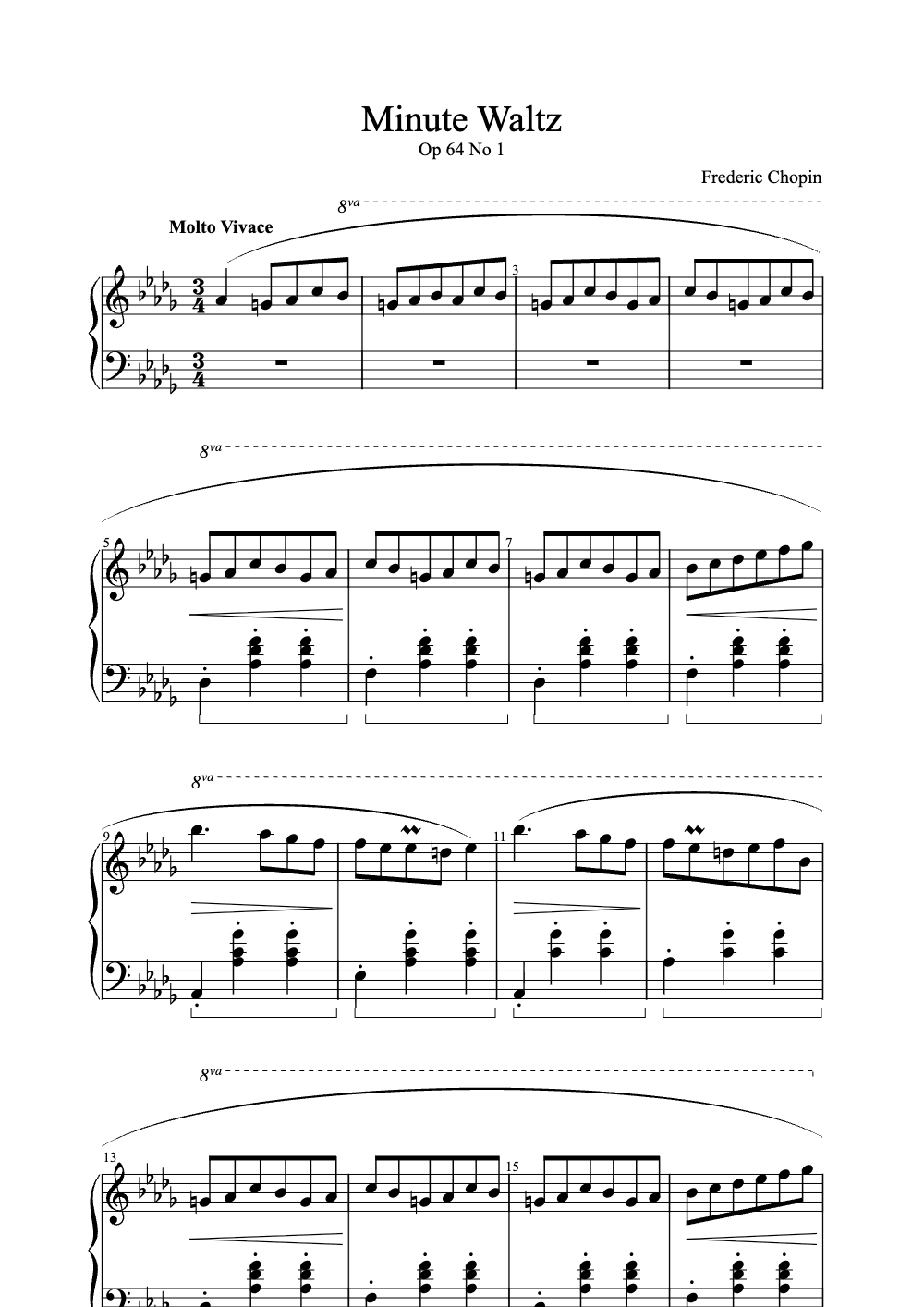 Sheet music preview for Minute Waltz