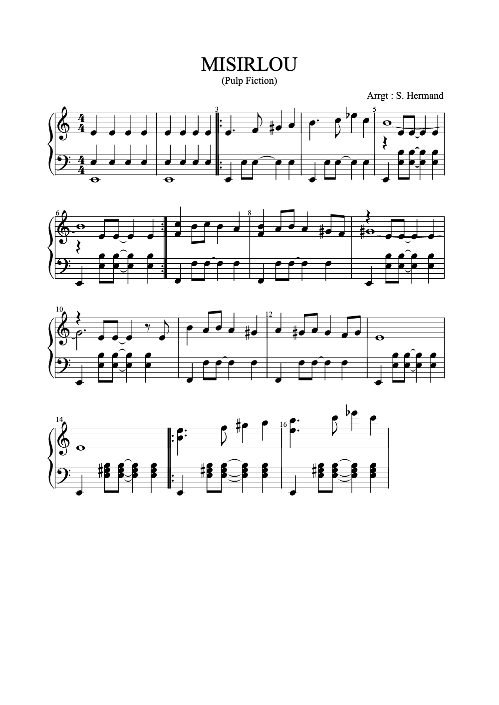 Sheet music preview for Misirlou
