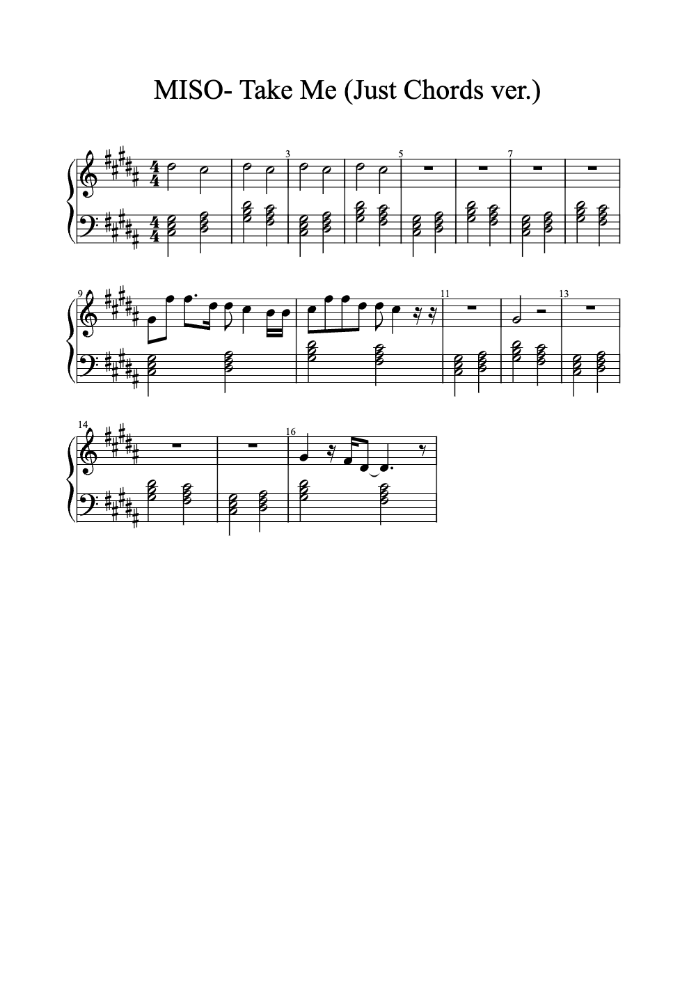 Sheet music preview for Take Me