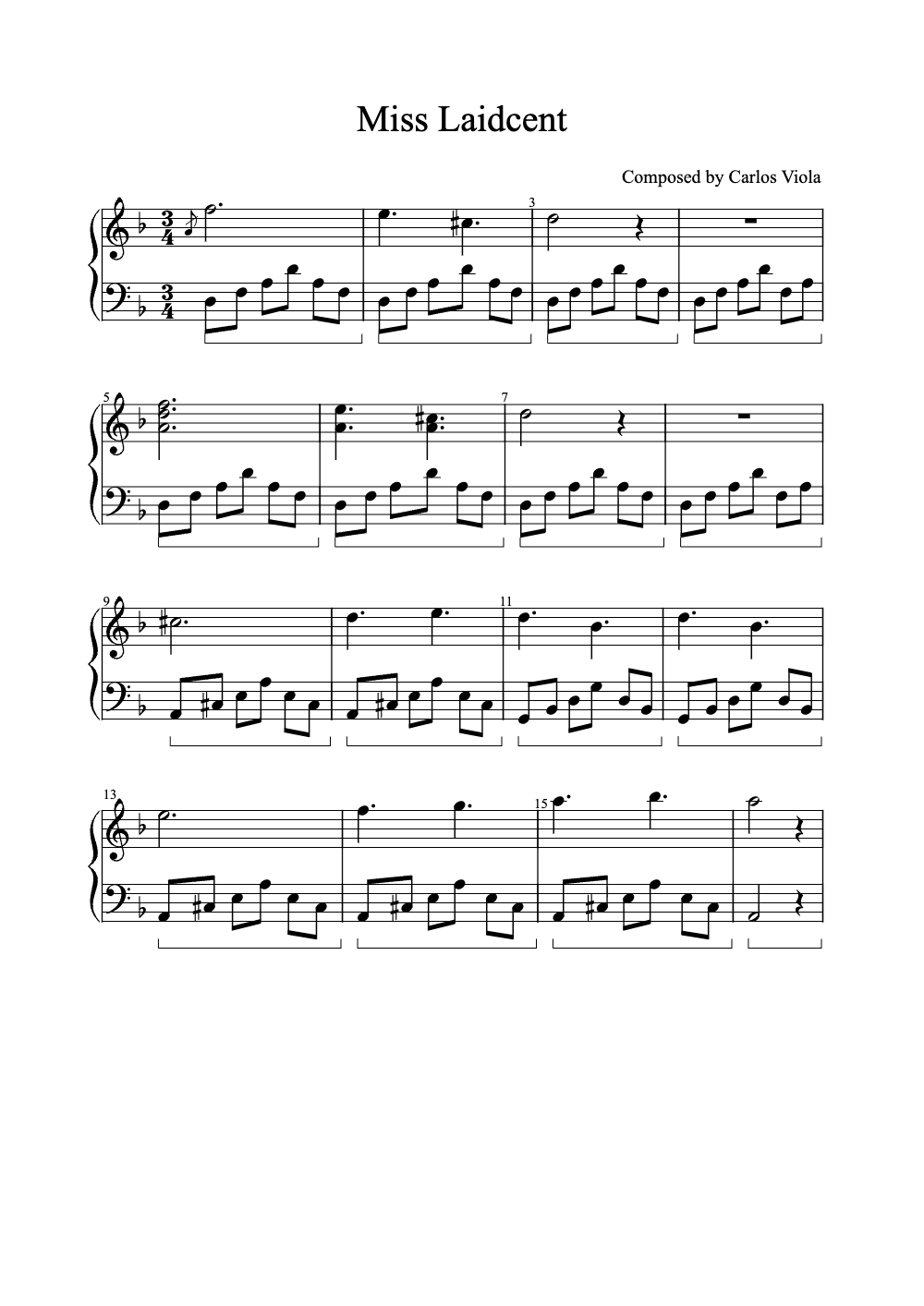 Sheet music preview for Miss Laidcent