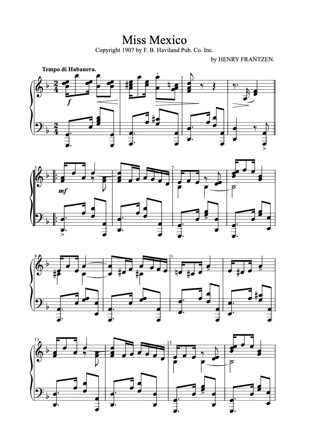 Sheet music preview for Miss Mexico