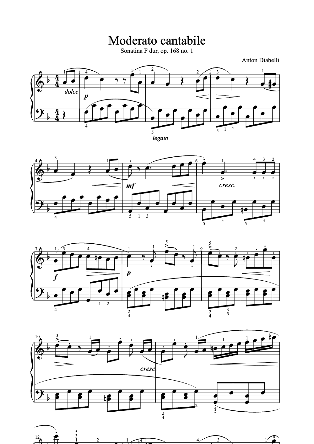Sheet music preview for Moderato Cantabile