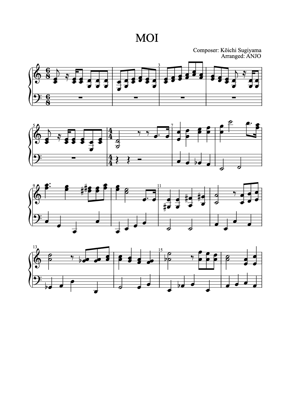 Sheet music preview for Moi