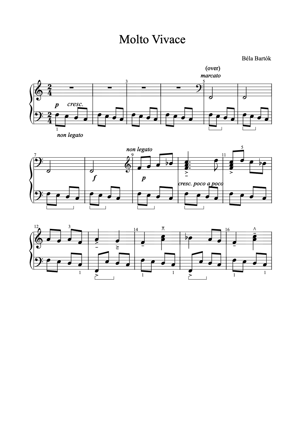 Sheet music preview for Molto Vivace