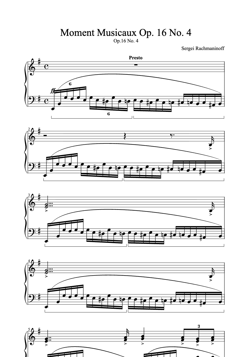 Sheet music preview for Moment Musicaux Op. 16 No. 4