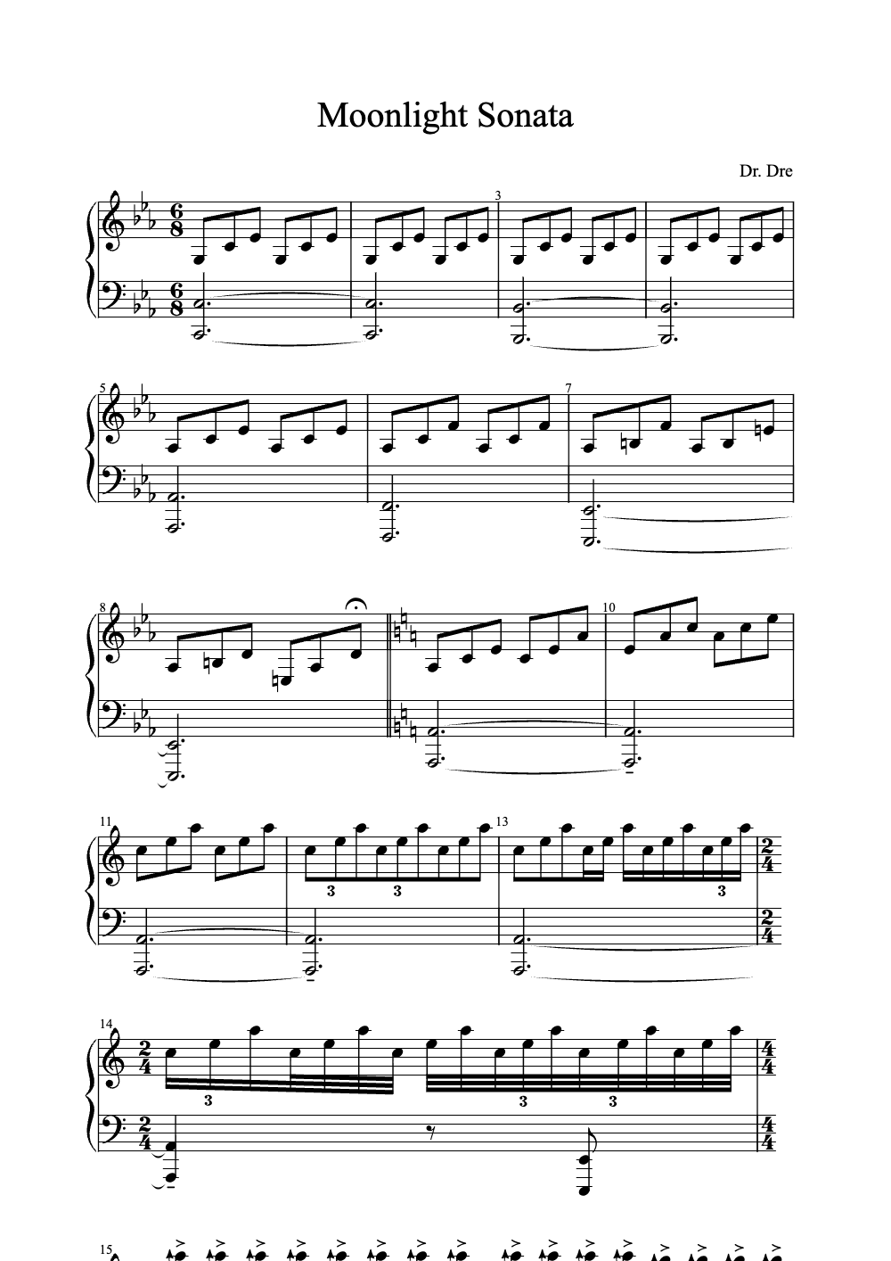 Sheet music preview for Moonlight Sonata