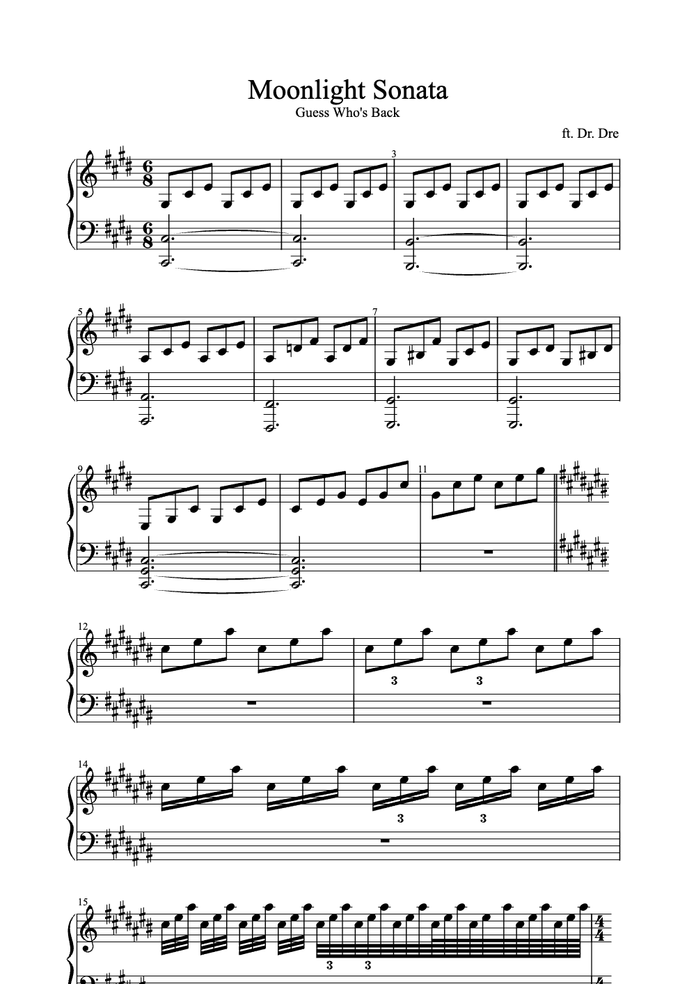Sheet music preview for Moonlight Sonata