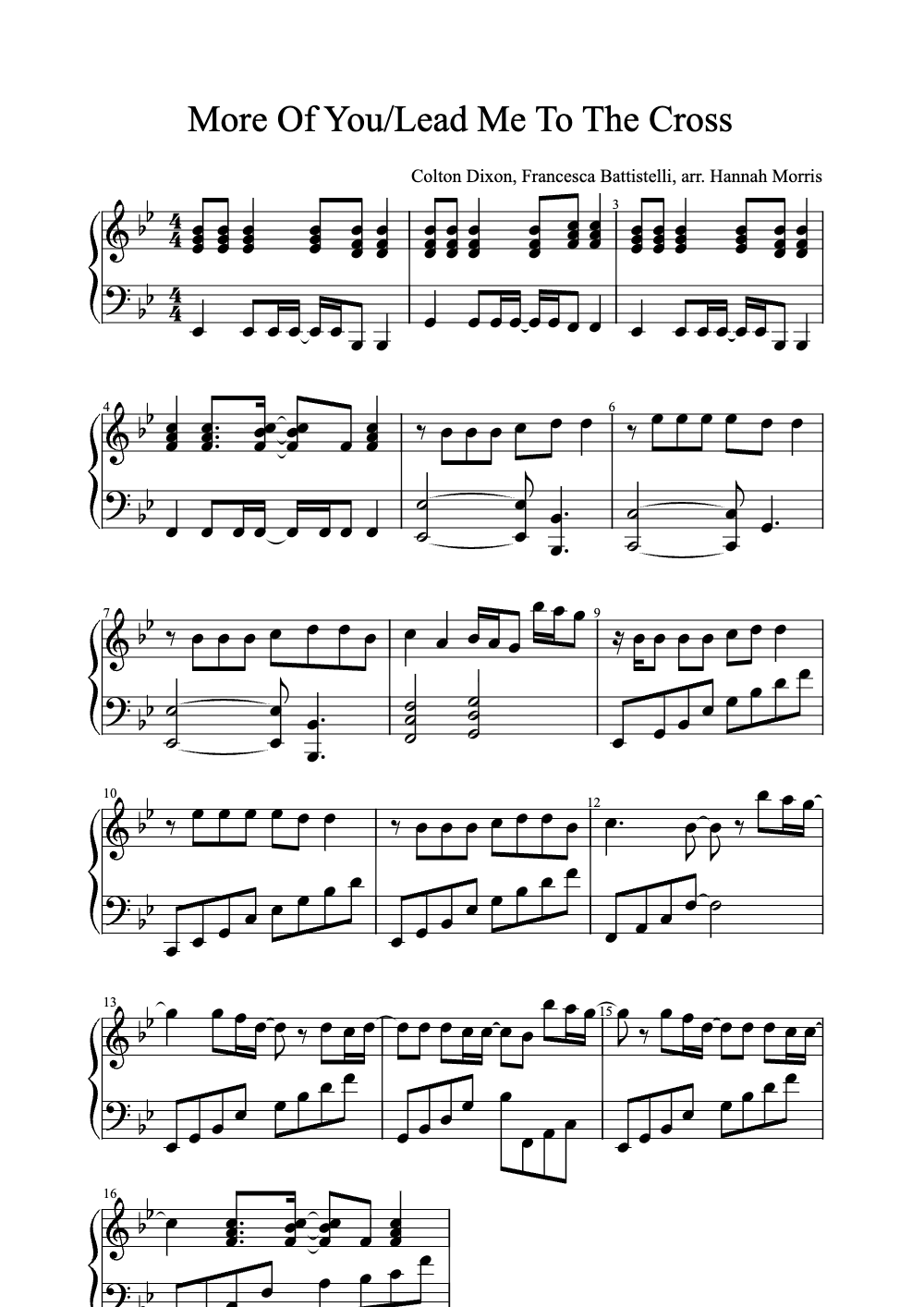 Sheet music preview for More of You / Lead Me to the Cross