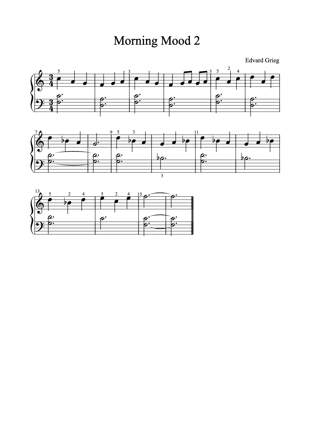 Sheet music preview for Morning Mood