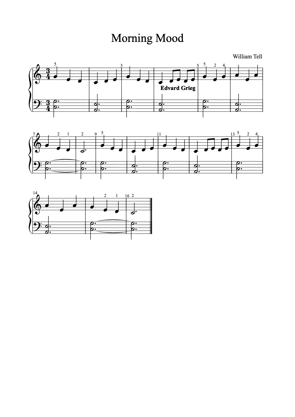 Sheet music preview for Morning Mood