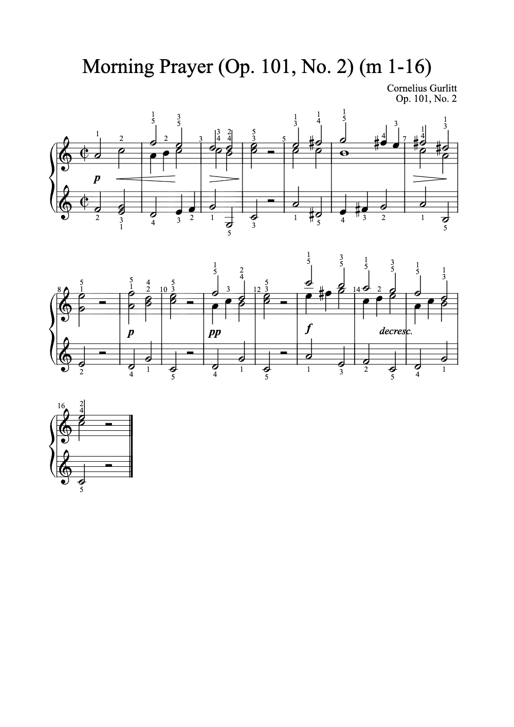 Sheet music preview for Morning Prayer