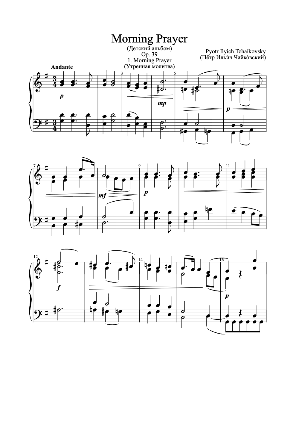 Sheet music preview for Morning Prayer