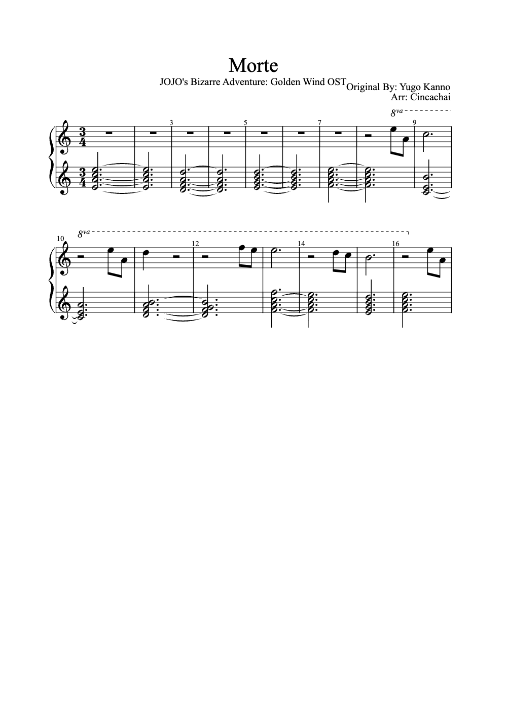 Sheet music preview for Morte