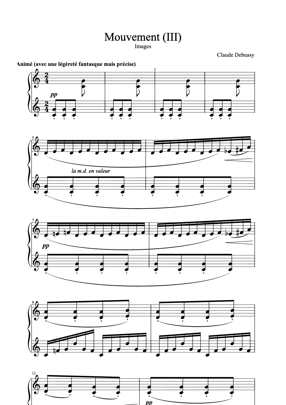 Sheet music preview for Mouvement (III)