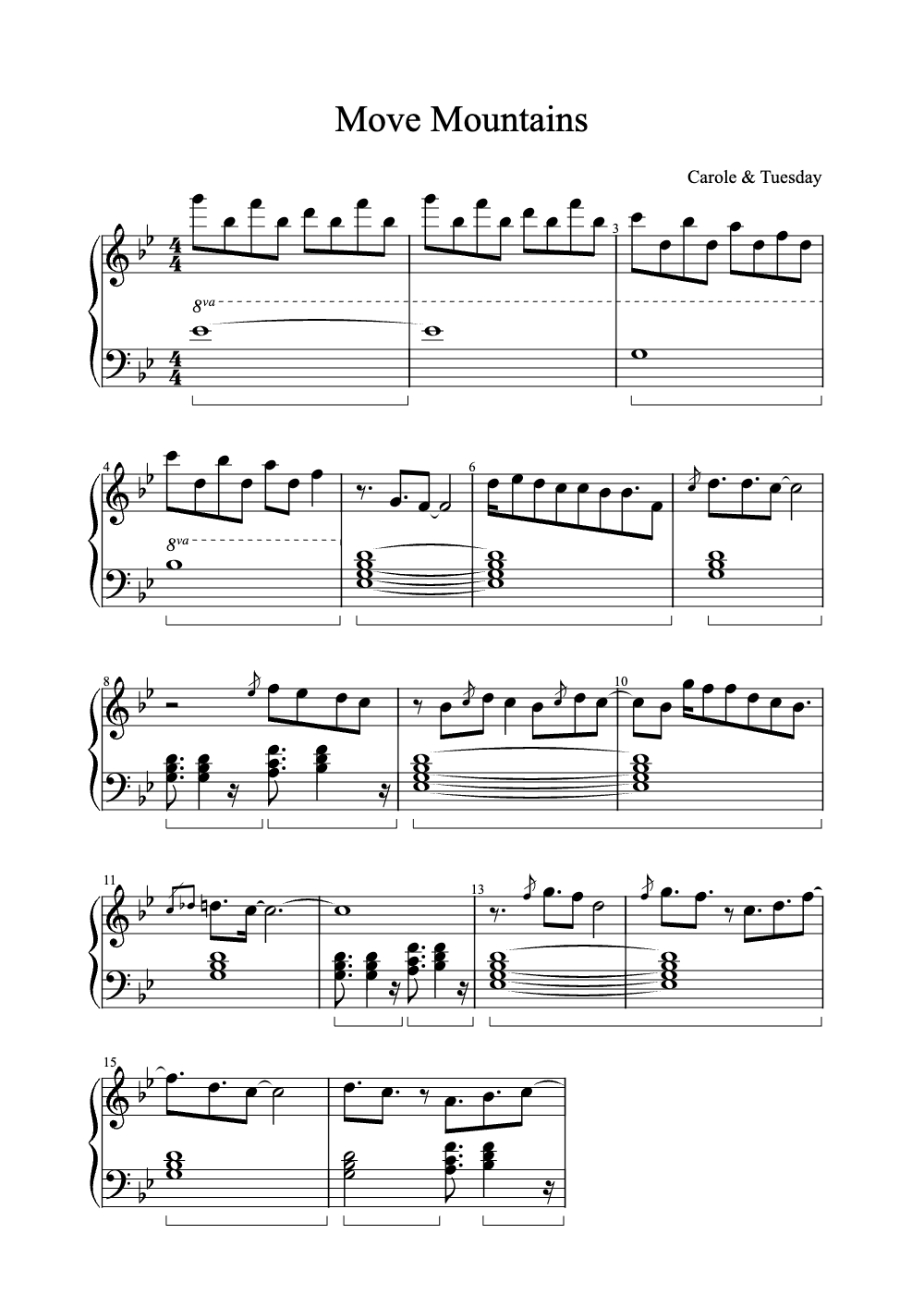 Sheet music preview for Move Mountains