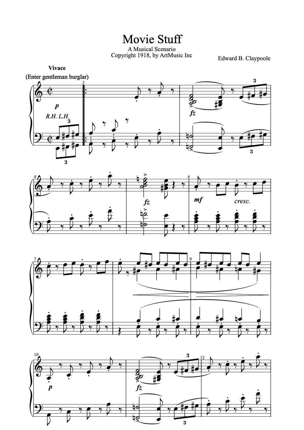 Sheet music preview for Movie Stuff
