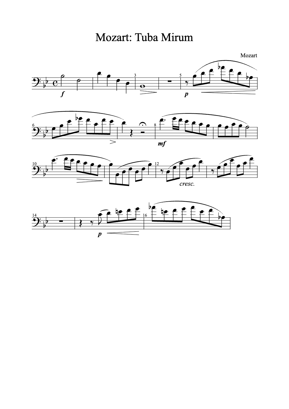 Sheet music preview for Tuba Mirum