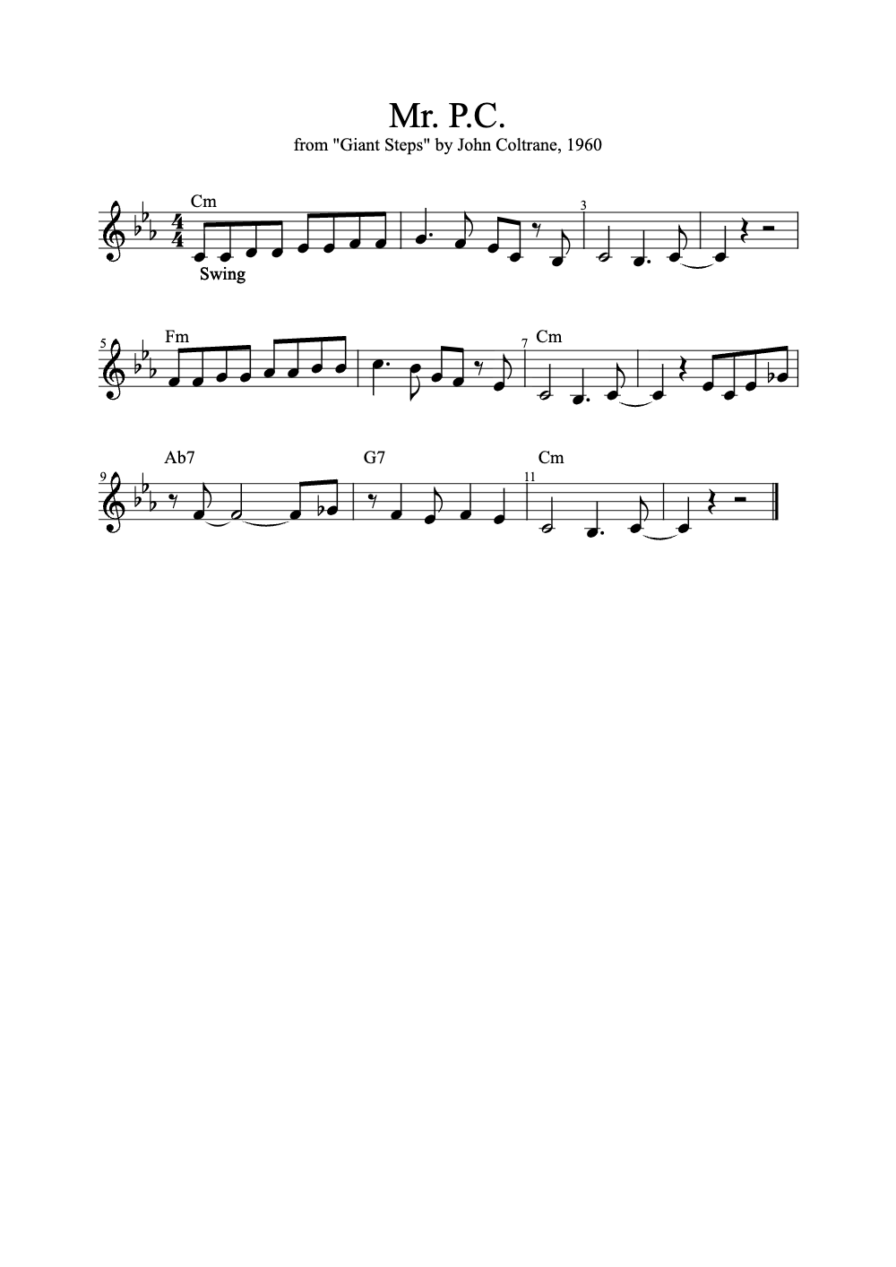 Sheet music preview for Mr. P.C.
