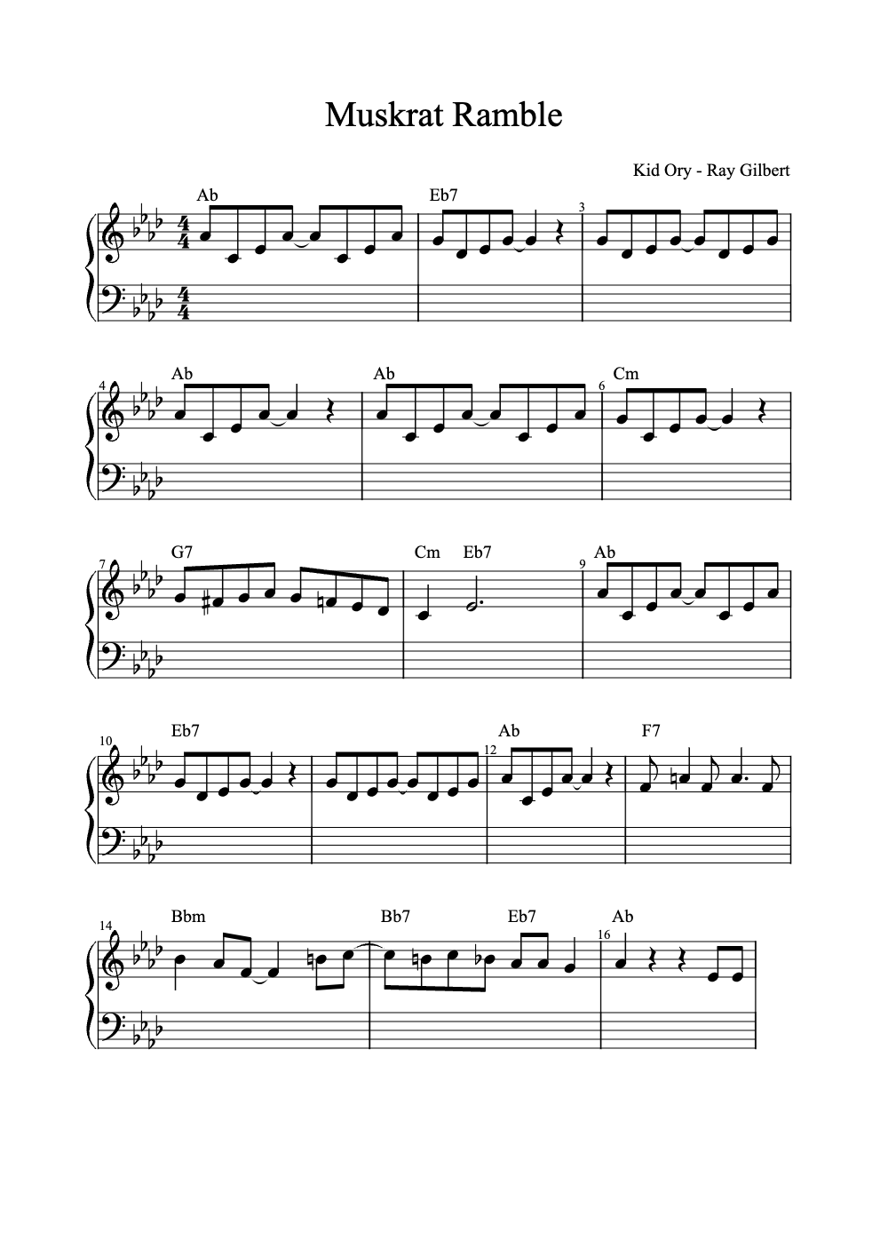 Sheet music preview for Muskrat Ramble