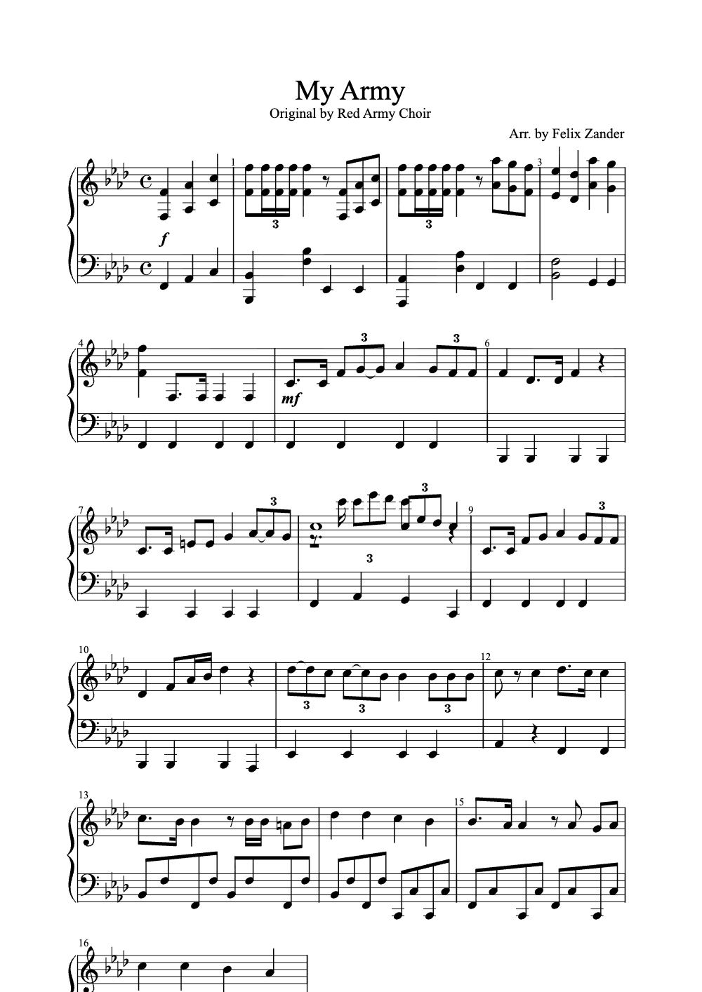 Sheet music preview for My Army