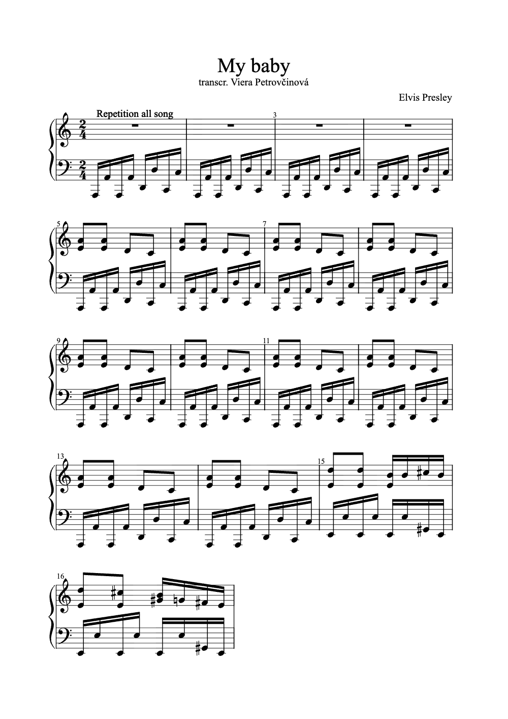 Sheet music preview for My Baby