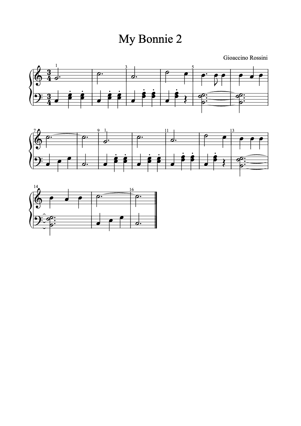 Sheet music preview for My Bonnie