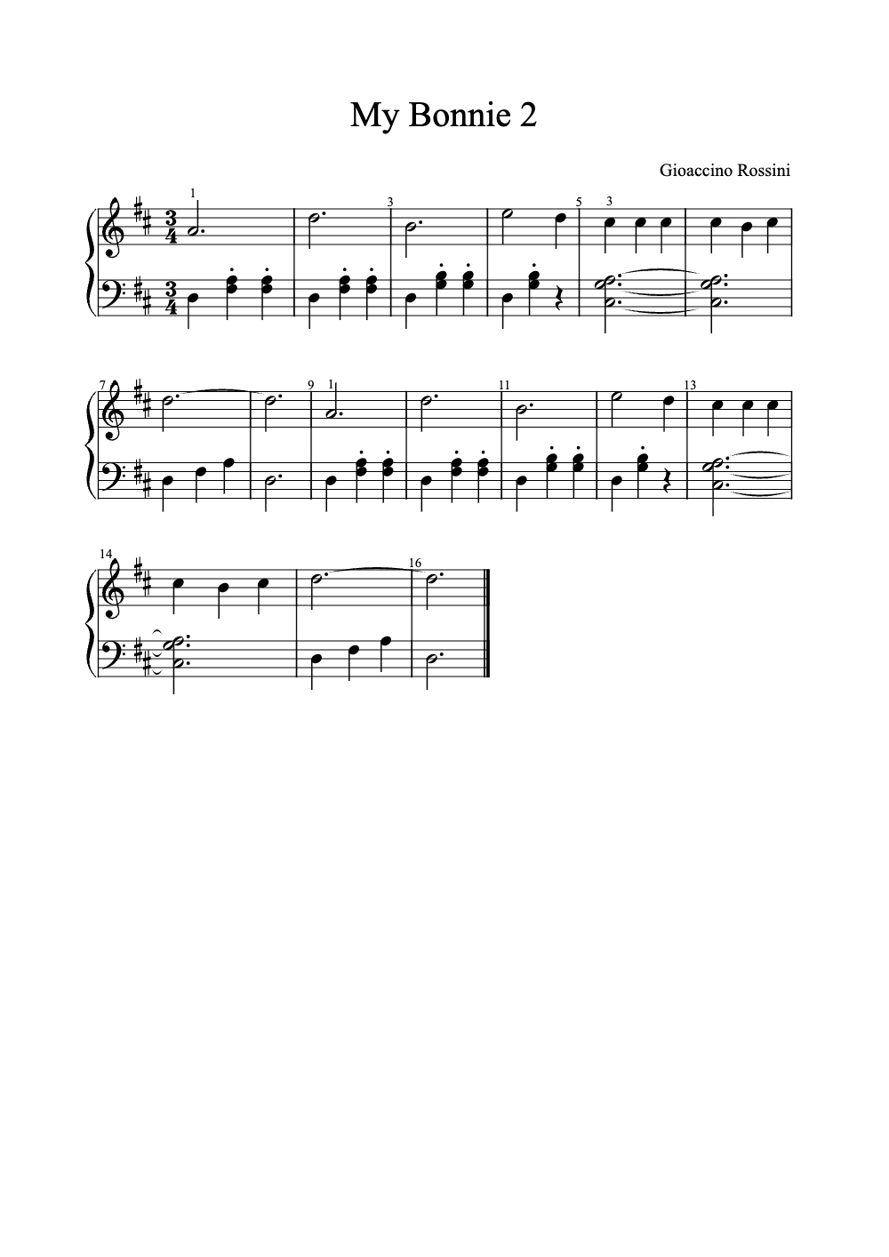 Sheet music preview for My Bonnie