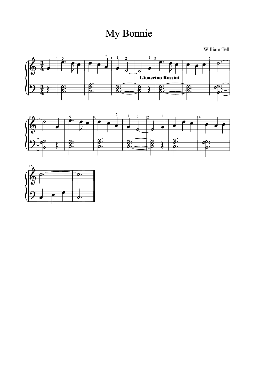 Sheet music preview for My Bonnie