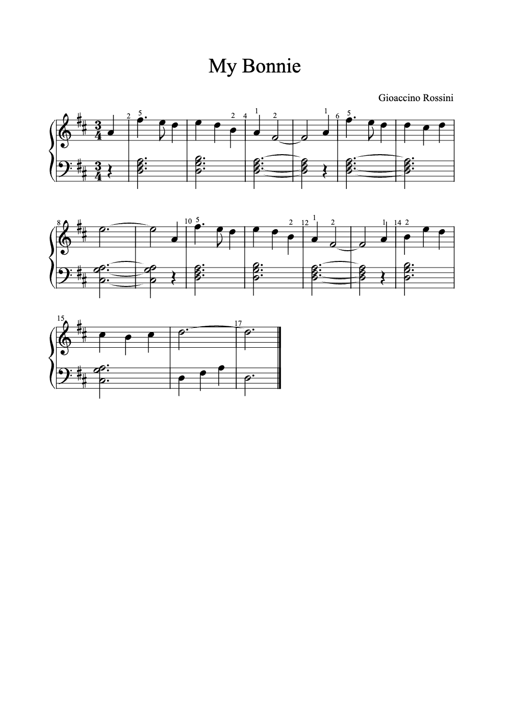 Sheet music preview for My Bonnie