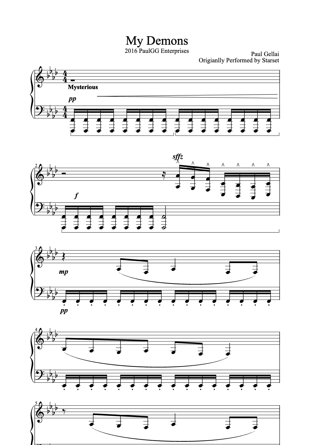 Sheet music preview for My Demons