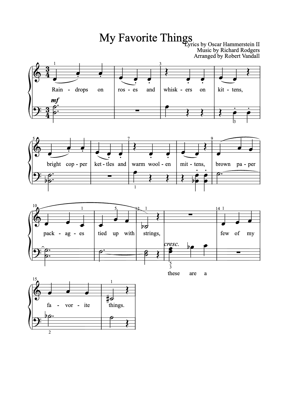 Sheet music preview for My Favorite Things