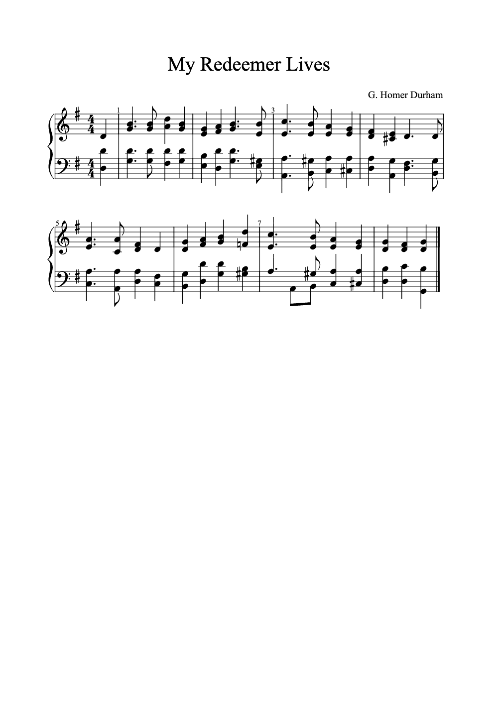 Sheet music preview for My Redeemer Lives