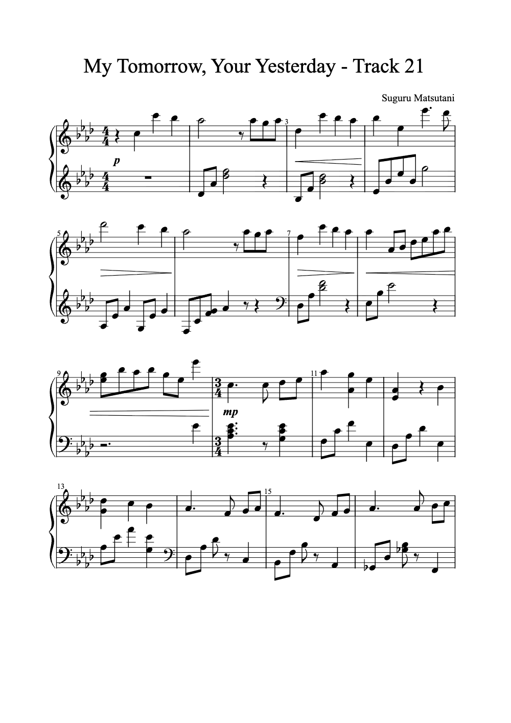 Sheet music preview for My Tomorrow, Your Yesterday